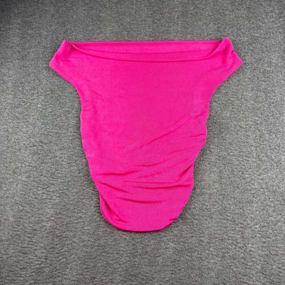 Shein Off The‎ Shoulder Top Women's XS Pink Ruched Solid Short Sleeve Blouse